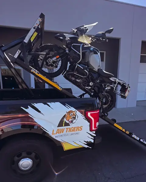 Adventure bike on the hydraulic lift